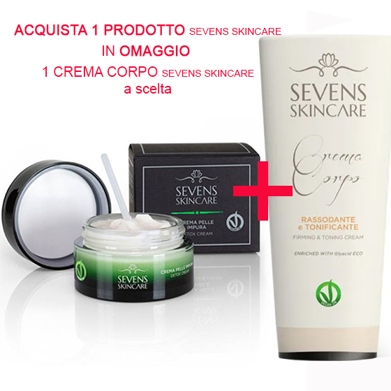 SPECIALE BELLEZZA: COMPRA 1 PRODOTTO SEVENS SKINCARE e RICEVI LA CREMA CORPO IN OMAGGIO 